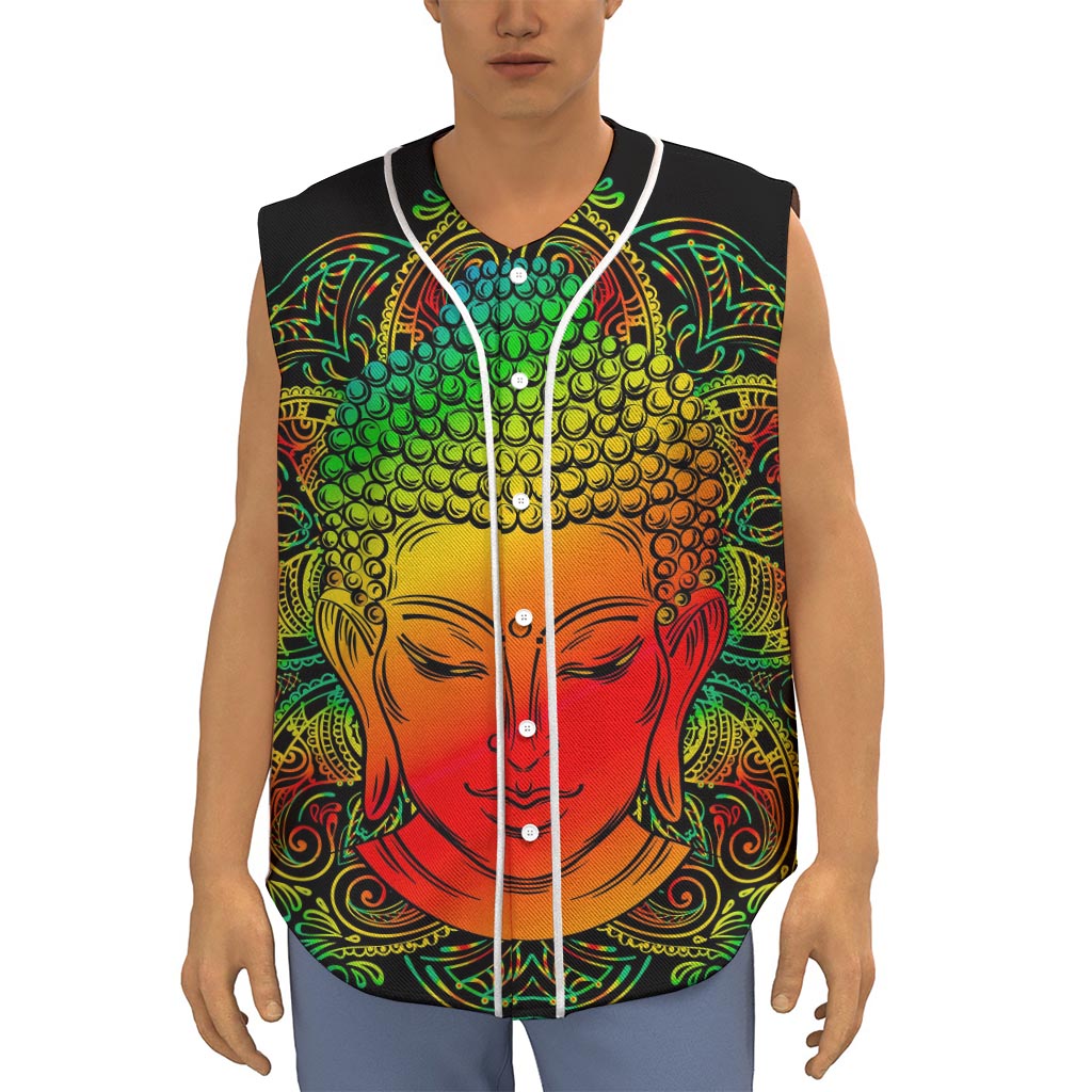 Reggae Buddha Print Sleeveless Baseball Jersey