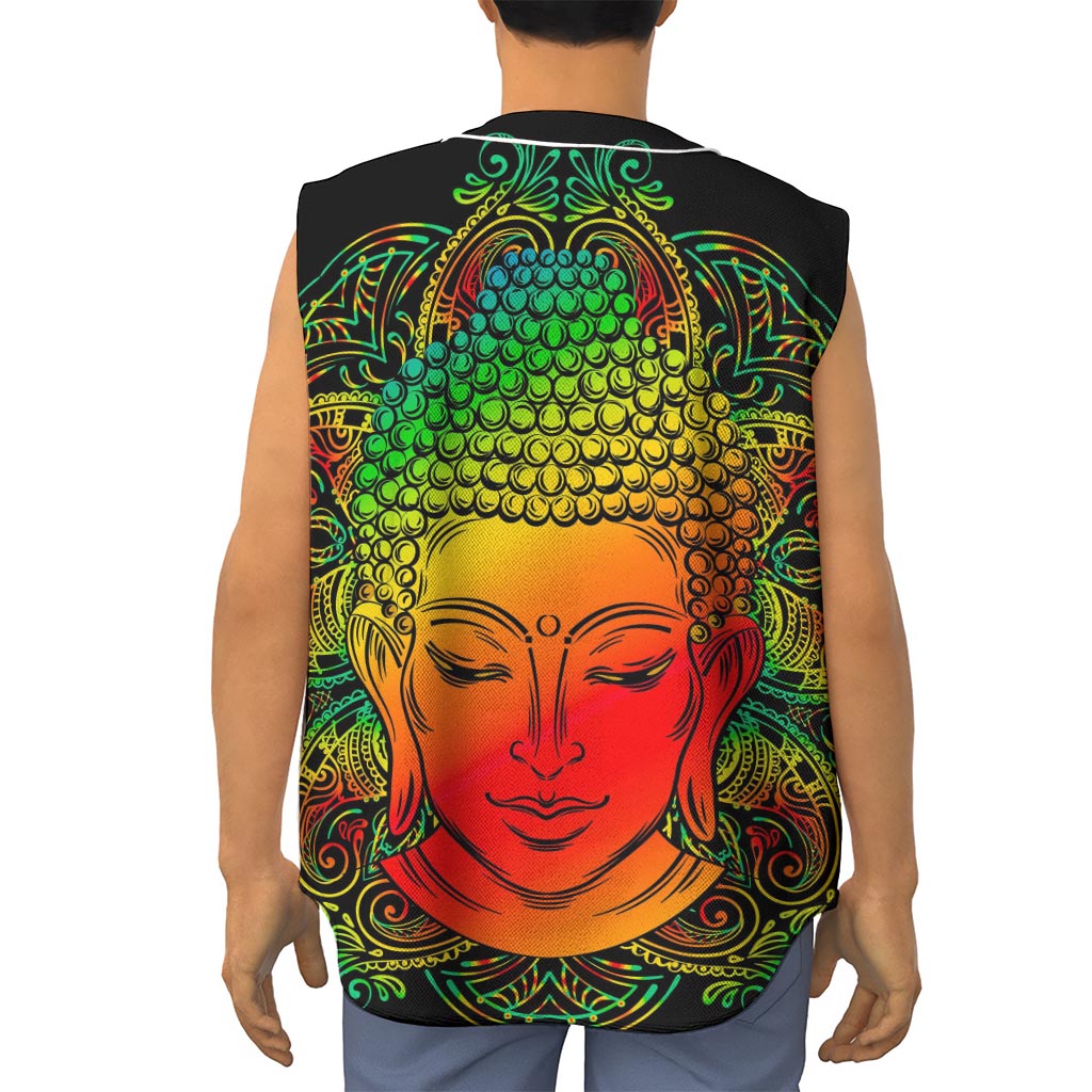 Reggae Buddha Print Sleeveless Baseball Jersey