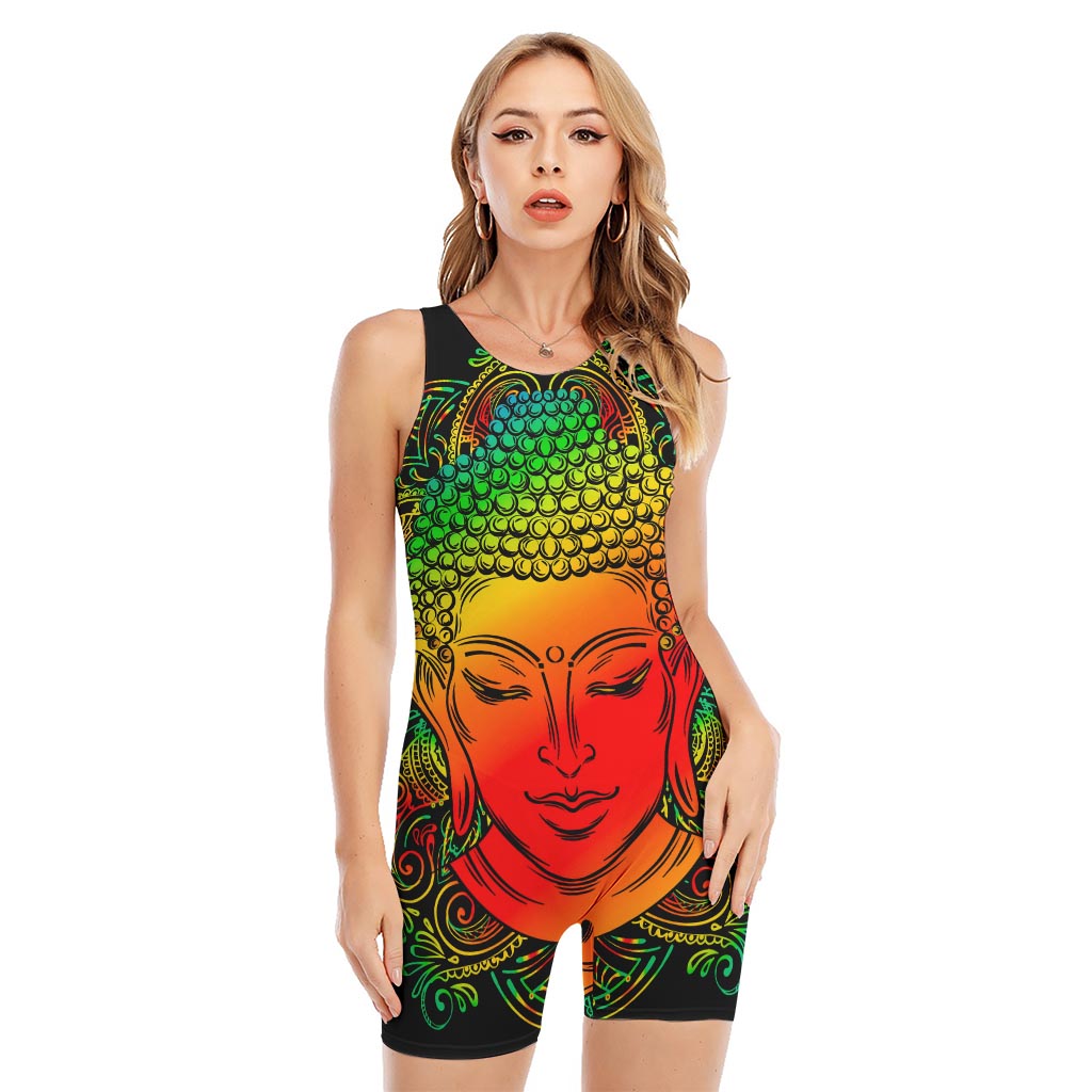 Reggae Buddha Print Sleeveless One Piece Swimsuit