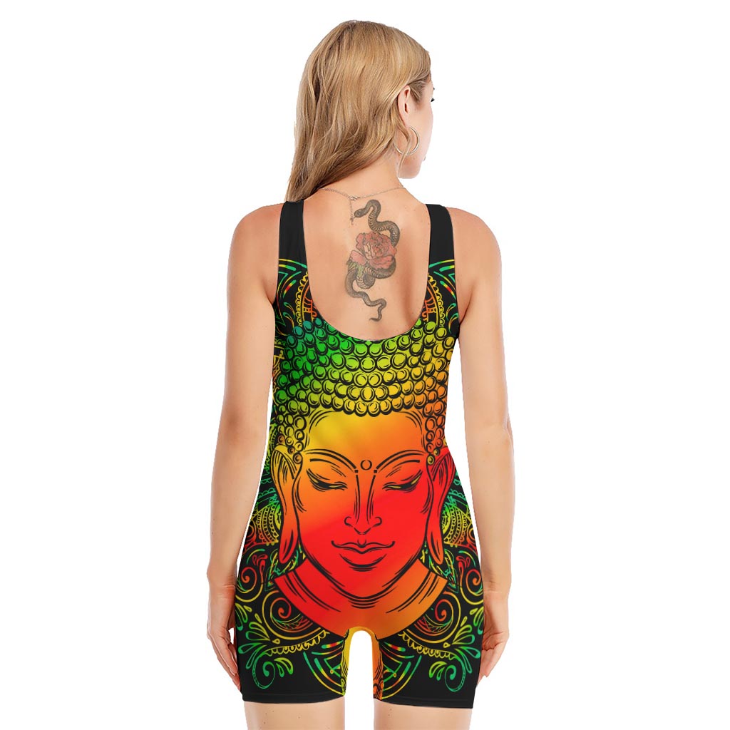 Reggae Buddha Print Sleeveless One Piece Swimsuit