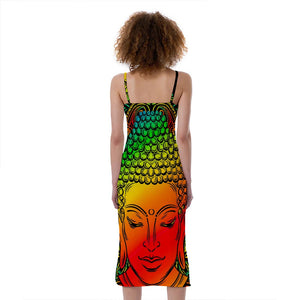 Reggae Buddha Print Slim Fit Midi Cami Dress