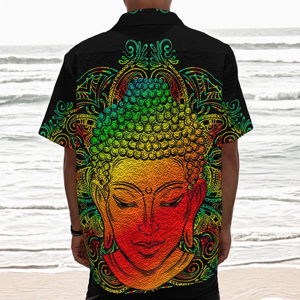 Reggae Buddha Print Textured Short Sleeve Shirt