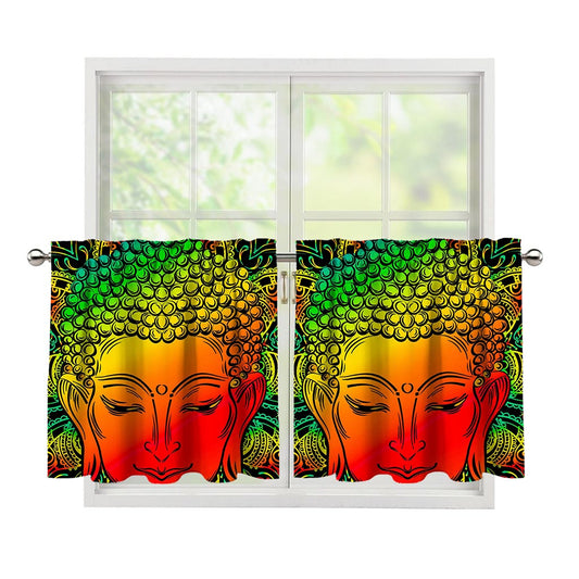 Reggae Buddha Print Tier Curtains