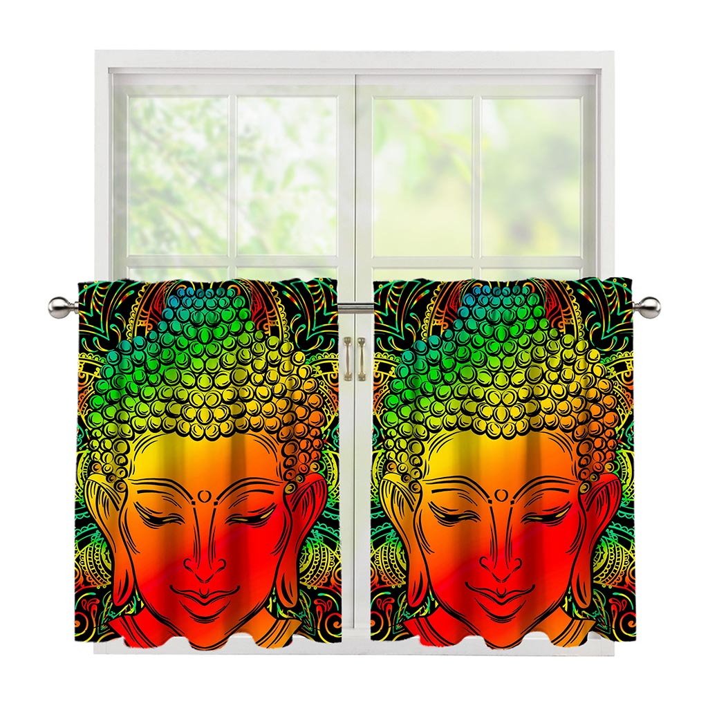 Reggae Buddha Print Tier Curtains