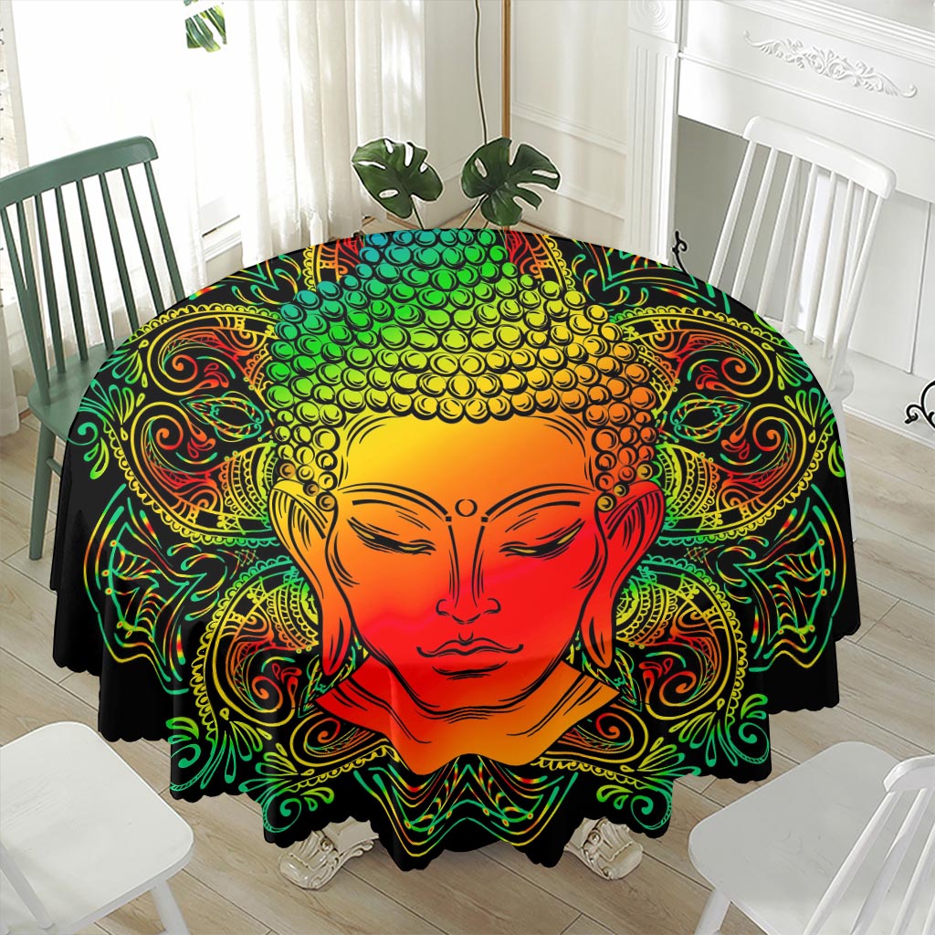 Reggae Buddha Print Waterproof Round Tablecloth