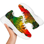 Reggae Buddha Print White Chunky Shoes