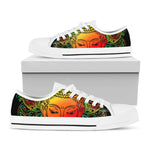 Reggae Buddha Print White Low Top Sneakers