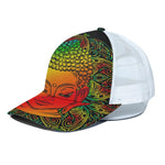 Reggae Buddha Print White Mesh Trucker Cap