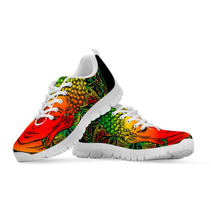 Reggae Buddha Print White Running Shoes