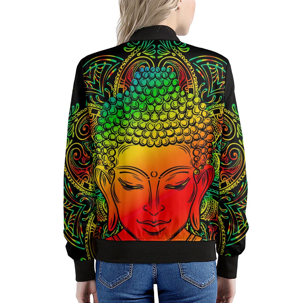 Reggae Buddha Print Women's Bomber Jacket