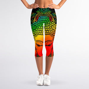 Reggae Buddha Print Women's Capri Leggings