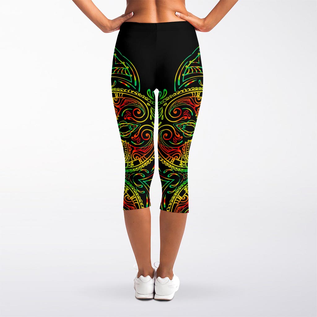 Reggae Buddha Print Women's Capri Leggings