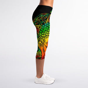 Reggae Buddha Print Women's Capri Leggings