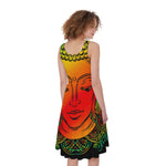 Reggae Buddha Print Women's Sleeveless Dress