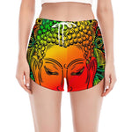 Reggae Buddha Print Women's Split Running Shorts