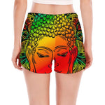 Reggae Buddha Print Women's Split Running Shorts