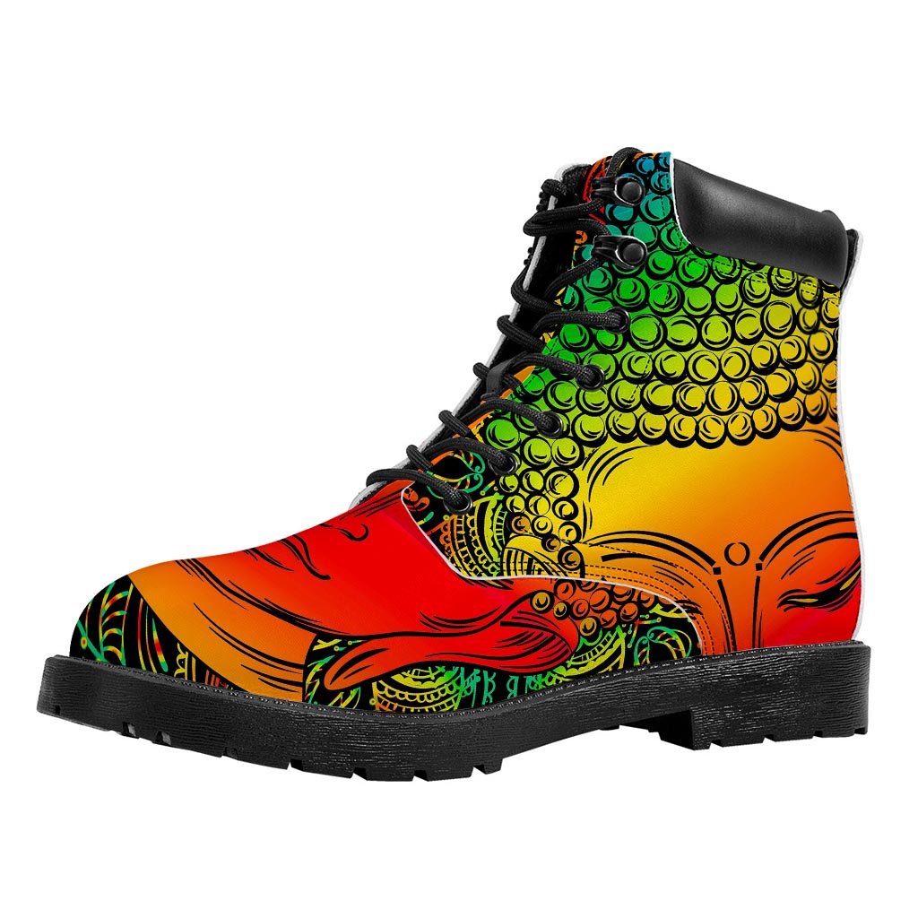 Reggae Buddha Print Work Boots