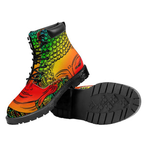 Reggae Buddha Print Work Boots