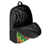Reggae Marijuana Leaf Pattern Print 17 Inch Backpack