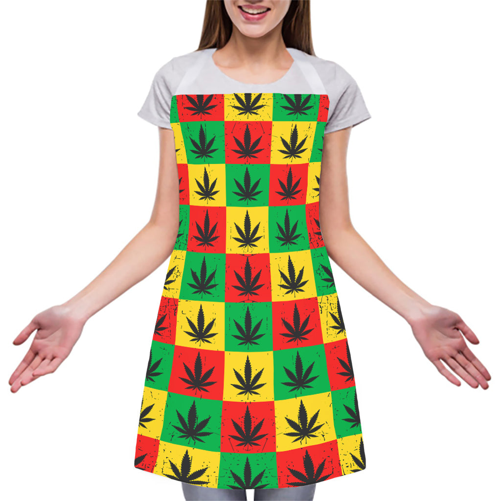 Reggae Marijuana Leaf Pattern Print Adjustable Apron