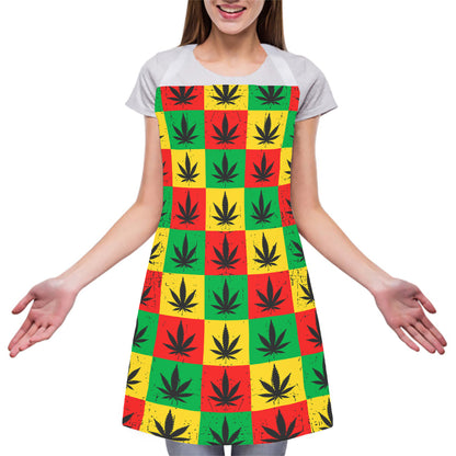 Reggae Marijuana Leaf Pattern Print Adjustable Apron