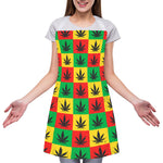 Reggae Marijuana Leaf Pattern Print Adjustable Apron