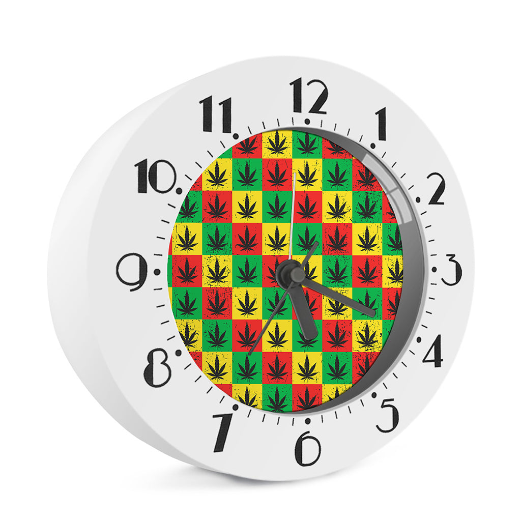 Reggae Marijuana Leaf Pattern Print Alarm Clock