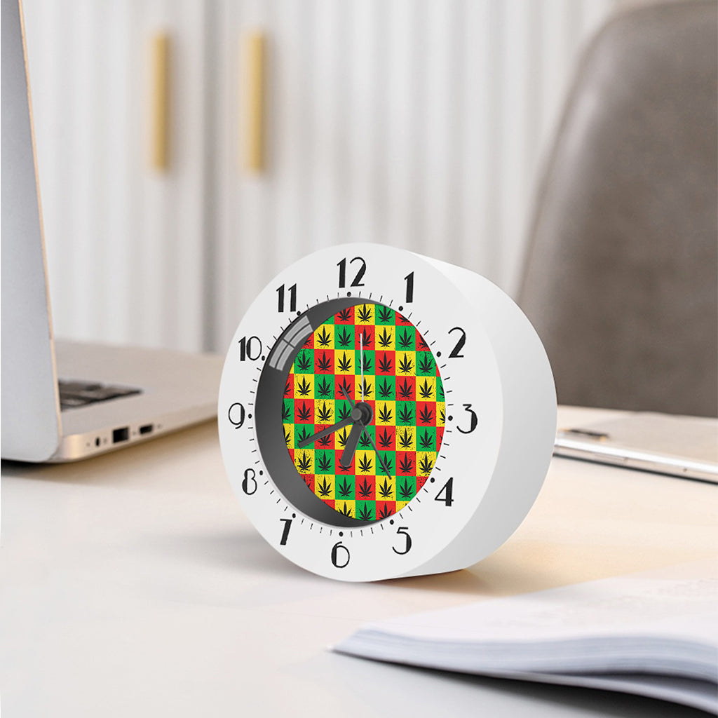 Reggae Marijuana Leaf Pattern Print Alarm Clock