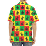 Reggae Marijuana Leaf Pattern Print Aloha Shirt
