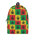 Reggae Marijuana Leaf Pattern Print School Backpack