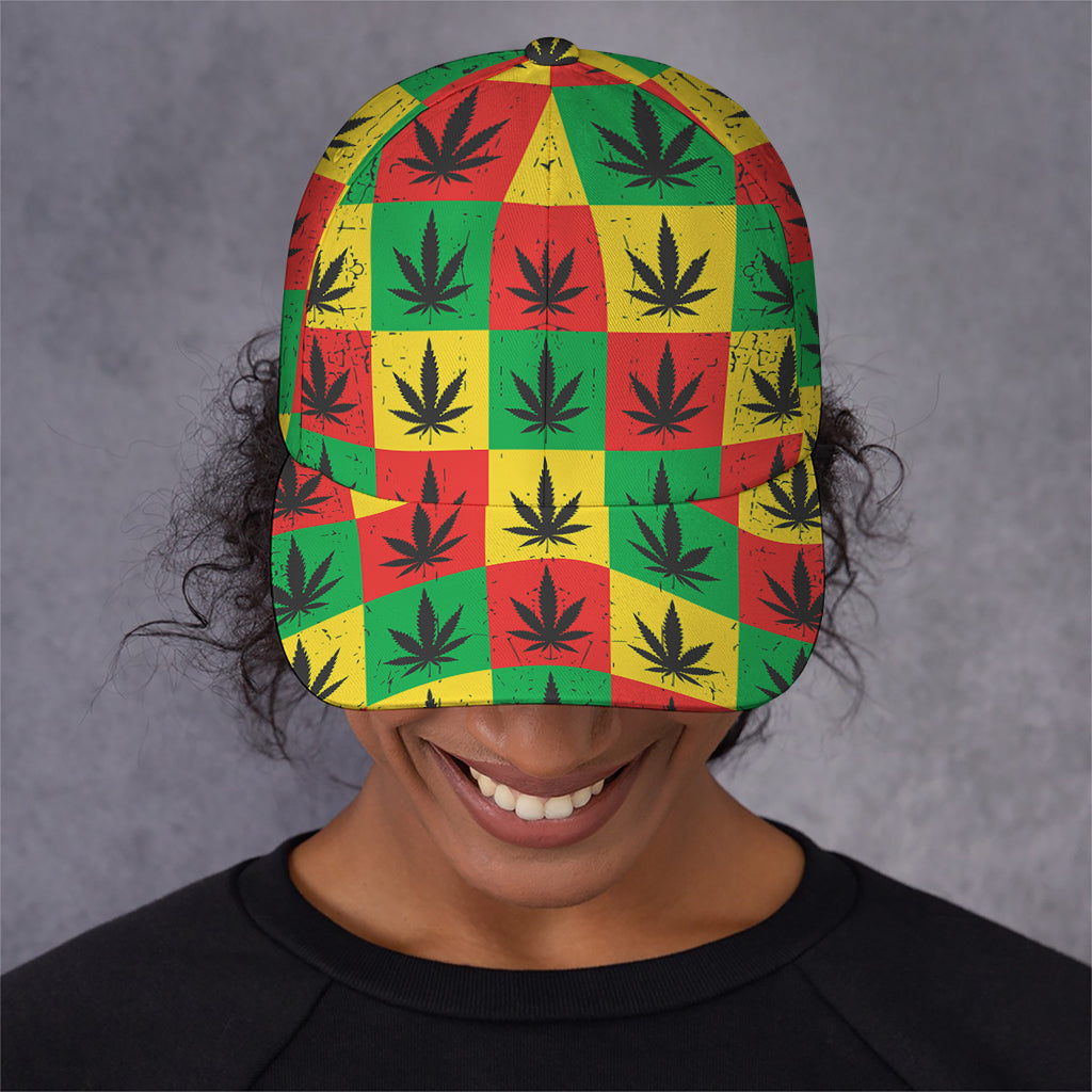 Reggae Marijuana Leaf Pattern Print Baseball Cap