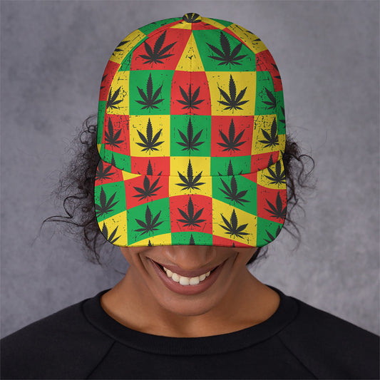 Reggae Marijuana Leaf Pattern Print Baseball Cap