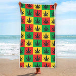 Reggae Marijuana Leaf Pattern Print Beach Towel