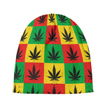Reggae Marijuana Leaf Pattern Print Beanie