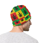 Reggae Marijuana Leaf Pattern Print Beanie
