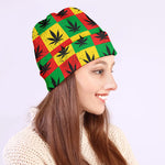 Reggae Marijuana Leaf Pattern Print Beanie
