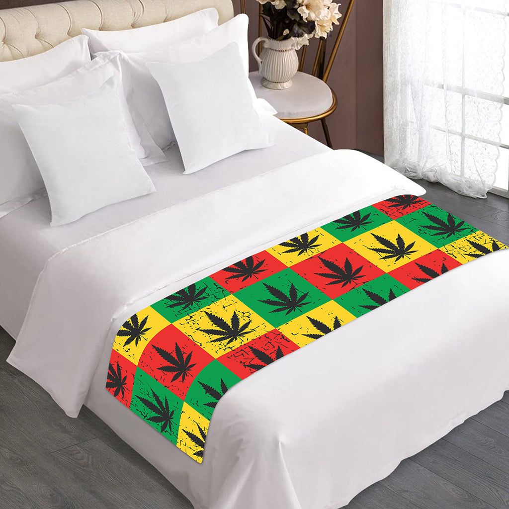 Reggae Marijuana Leaf Pattern Print Bed Runner