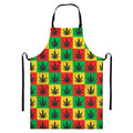 Reggae Marijuana Leaf Pattern Print Bib Apron With Pocket