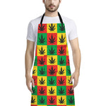 Reggae Marijuana Leaf Pattern Print Bib Apron With Pocket