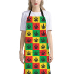 Reggae Marijuana Leaf Pattern Print Bib Apron With Pocket