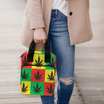 Reggae Marijuana Leaf Pattern Print Bible Tote Bag