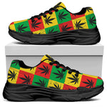 Reggae Marijuana Leaf Pattern Print Black Chunky Shoes