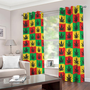 Reggae Marijuana Leaf Pattern Print Blackout Grommet Curtains