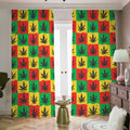 Reggae Marijuana Leaf Pattern Print Dimout Pencil Pleat Curtains