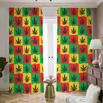 Reggae Marijuana Leaf Pattern Print Blackout Pencil Pleat Curtains