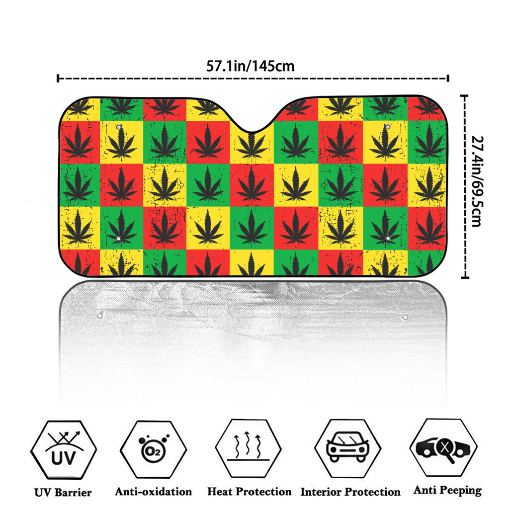 Reggae Marijuana Leaf Pattern Print Car Windshield Sun Shade