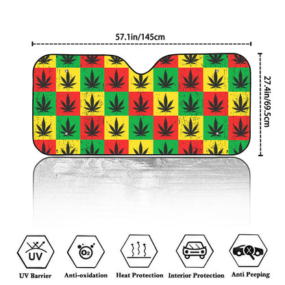 Reggae Marijuana Leaf Pattern Print Car Windshield Sun Shade