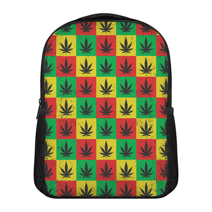 Reggae Marijuana Leaf Pattern Print Casual Backpack