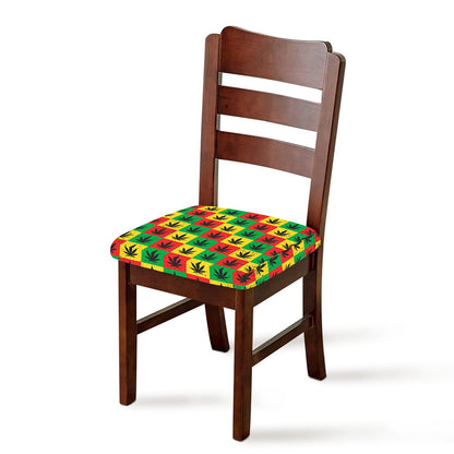 Reggae Marijuana Leaf Pattern Print Chair Cushion Cover
