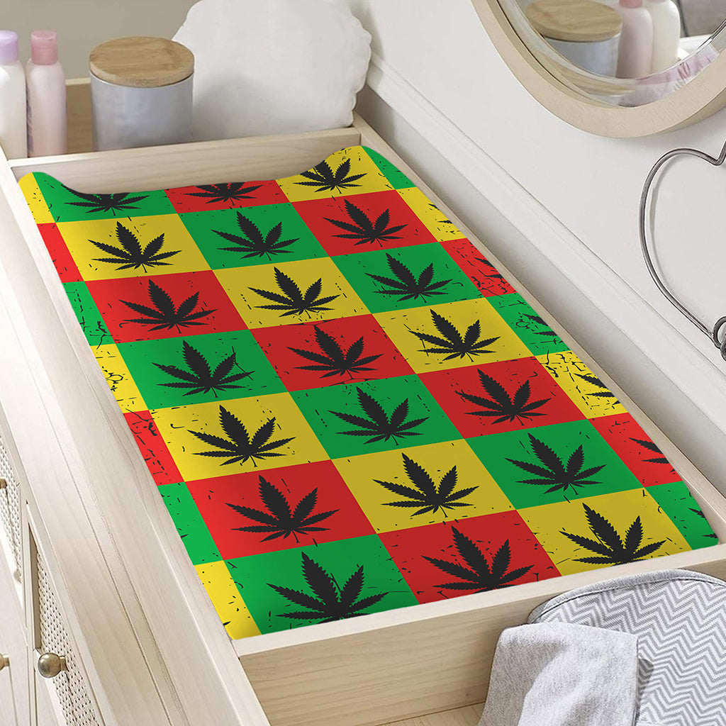 Reggae Marijuana Leaf Pattern Print Changing Pad Cover